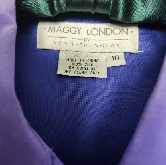 Vtg Maggie London Women’s 100% Silk Size 10 Lavender Dress - Picture 6 of 8